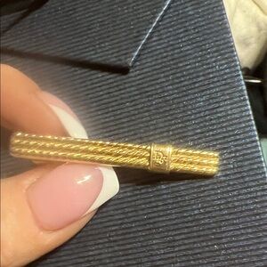 Christian Dior Gold Twisted Rope Tie Bar with Center Logo
